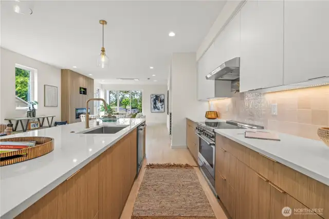 Chef's kitchen with pot filler & under cabinet lighting
