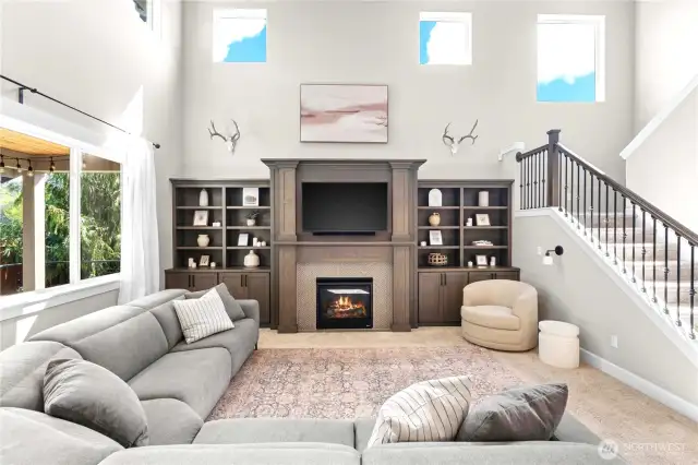 Gas fireplace with custom color and built-ins