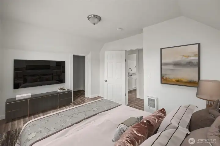 Unit C bedroom 1 - virtually staged