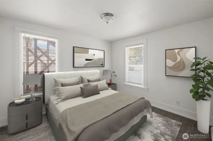 Unit B bedroom - virtually staged