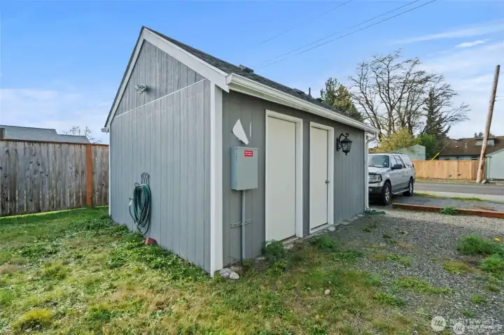 Laundry facilities and additional storage for each unit on the rear side.