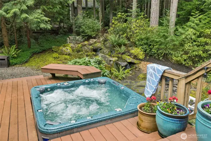 Large hot tub with outdoor speakers and lights Large hot tub with outdoor speakers and lights