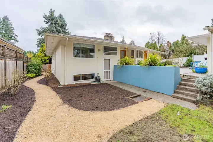 Stone pathways helpful for garden access.