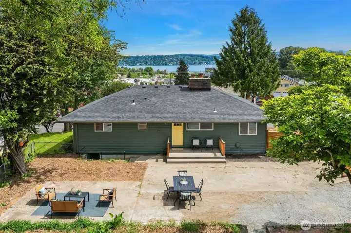 Oversized lot with parking and patio