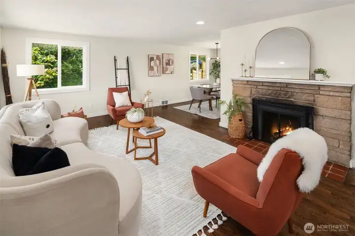 Wood burning fireplace