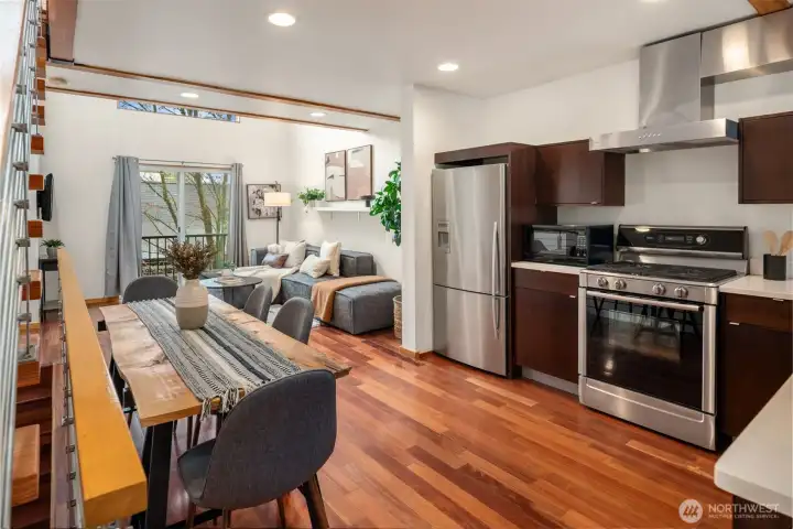 Tigerwood & Merbau hardwoods & hard-surface flooring throughout