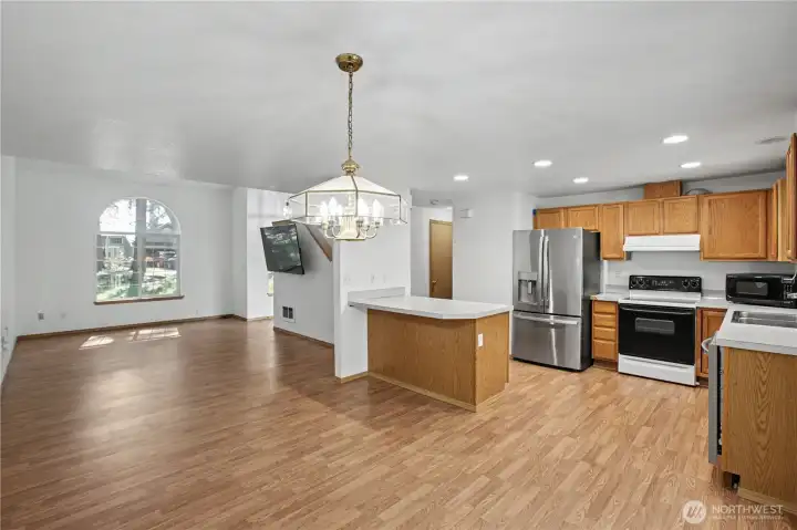 Kitchen with a large eating space- perfect for entertaining!
