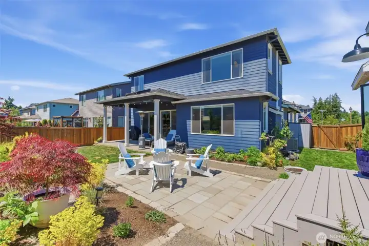Backyard with patio and area for fire pit