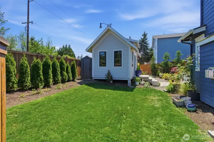 Side yard with lawn