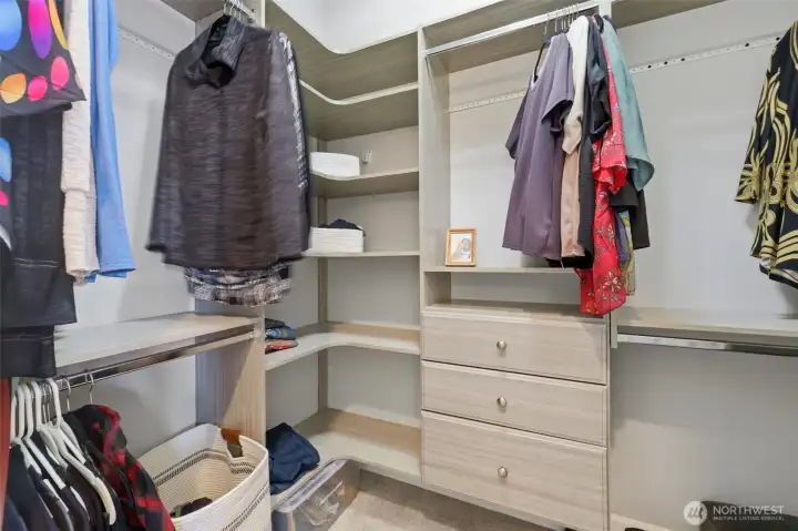 A place for everything. You’ll love the convenience and size of this large walk-in closet located right off the primary ensuite.