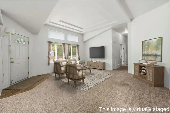 Living Room with Vaulted Ceiling
