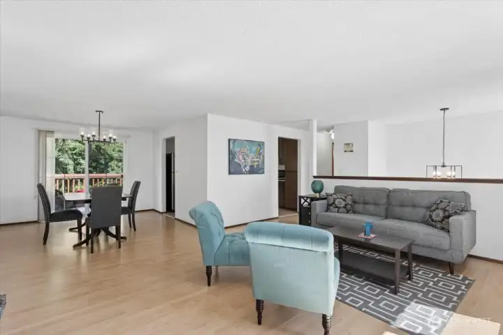 Spacious living room with newer flooring Spacious living room with newer flooring