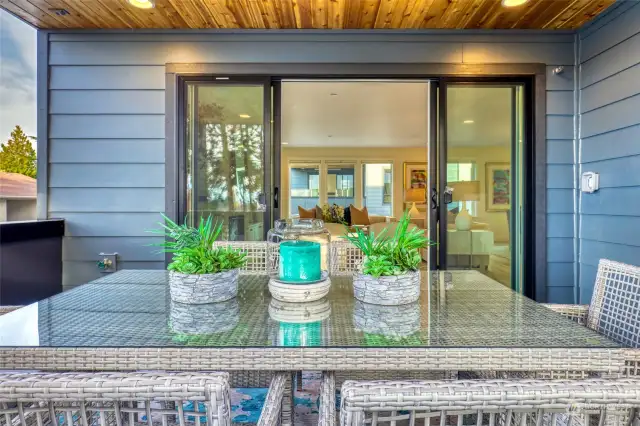 Outdoor living space flows from the family room!