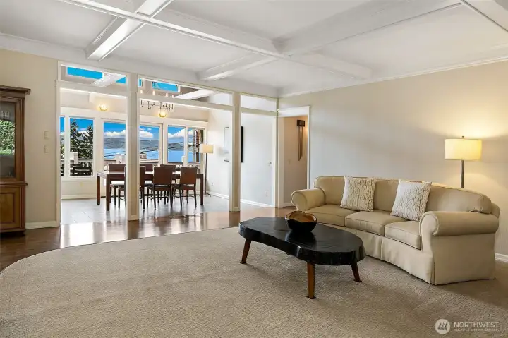 Main living room looking to dining space