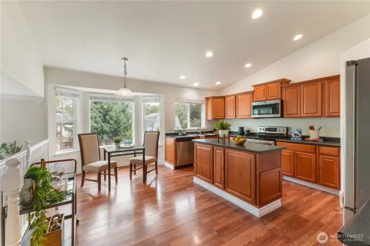 Cook all of your holiday meals in this large and inviting kitchen, complete with eat-in dining area.