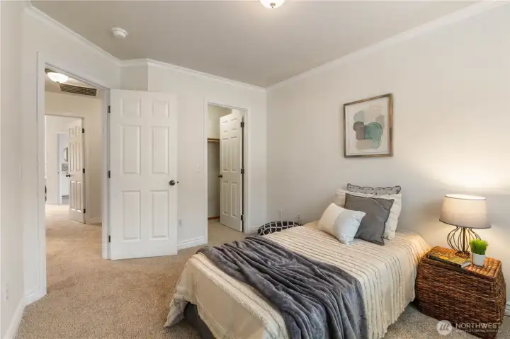 Another angle of Bedroom #2 with the walk-in closet pictured.