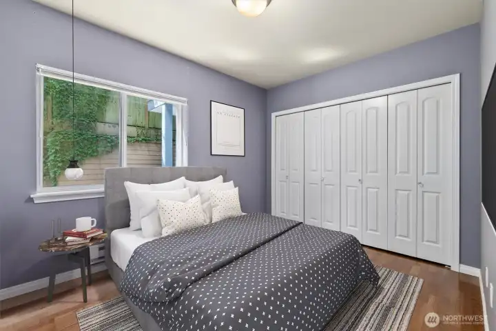 Spacious second bedroom with HUGE closet! No shortage of storage in this home.