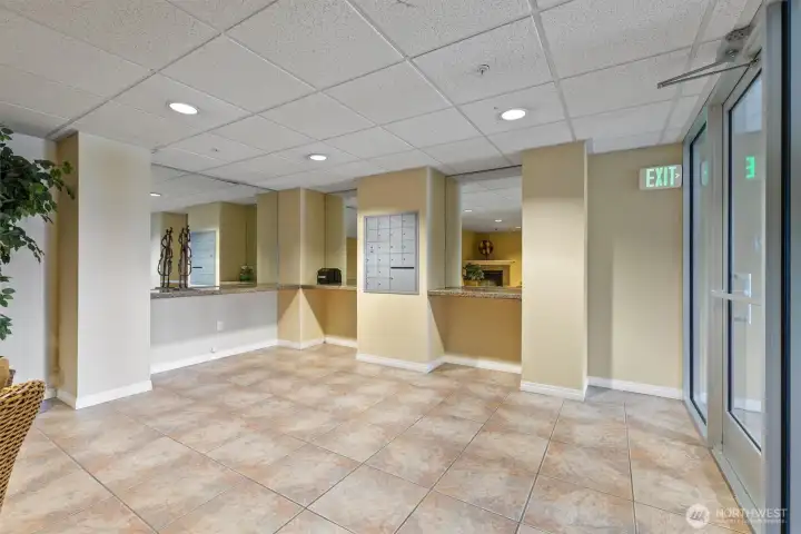 Mail and packages are left in the secure lobby.