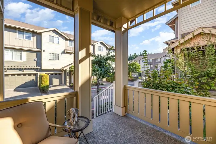 Cozy covered porch for year around enjoyment.