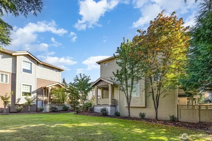 Large grassy fields on the side of the building, great for walks or even a picnic!