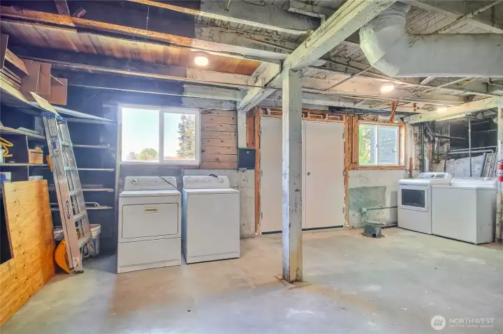 Unfinished basement area