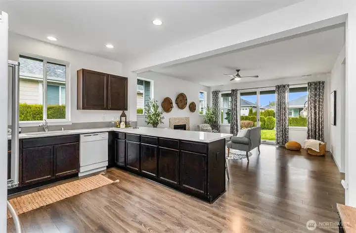 From dining room, leads you into the kitchen