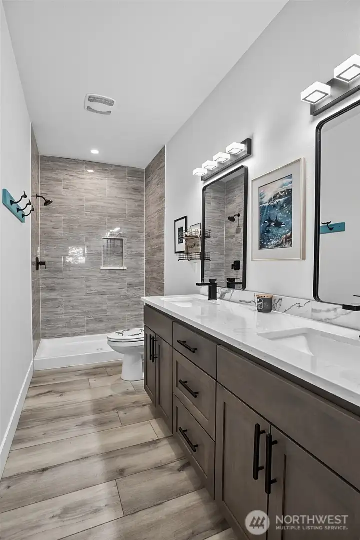 Primary Bathroom with Tiled Step-In Shower