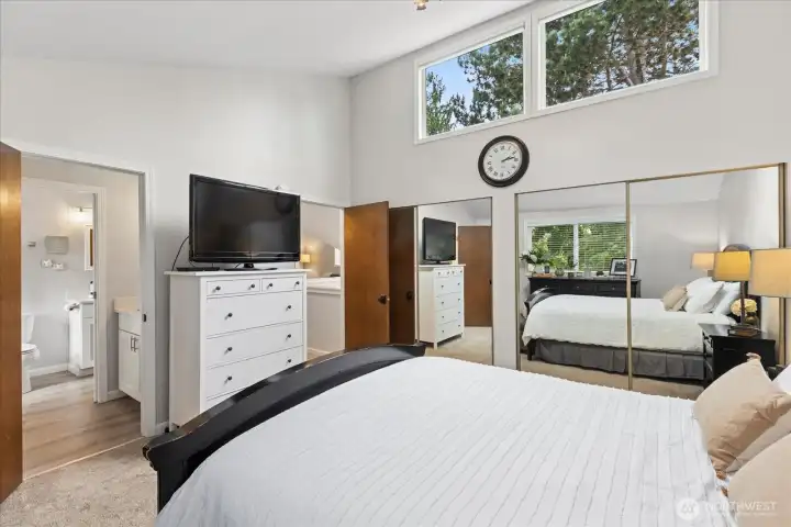 Access to bathroom from Primary bedroom. Sink and shower with pocket door in-between bathrooms.