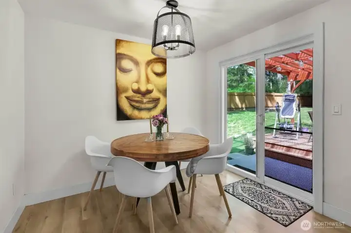 dining area and back door slider