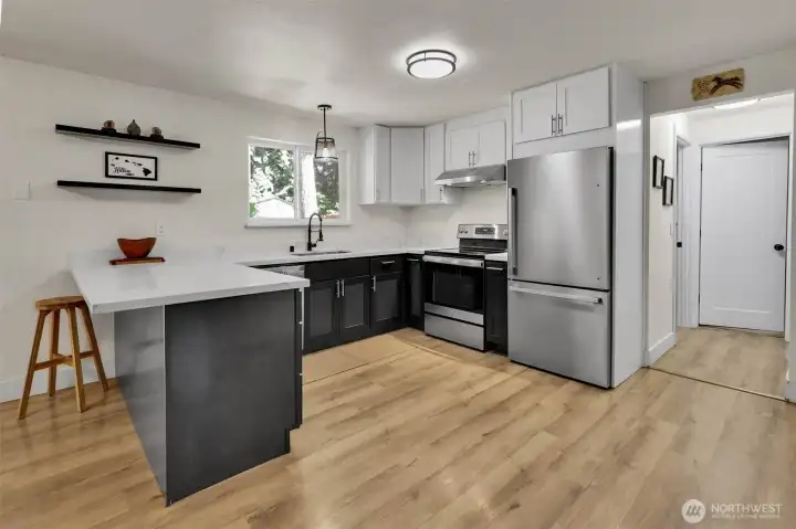 kitchen space has open look