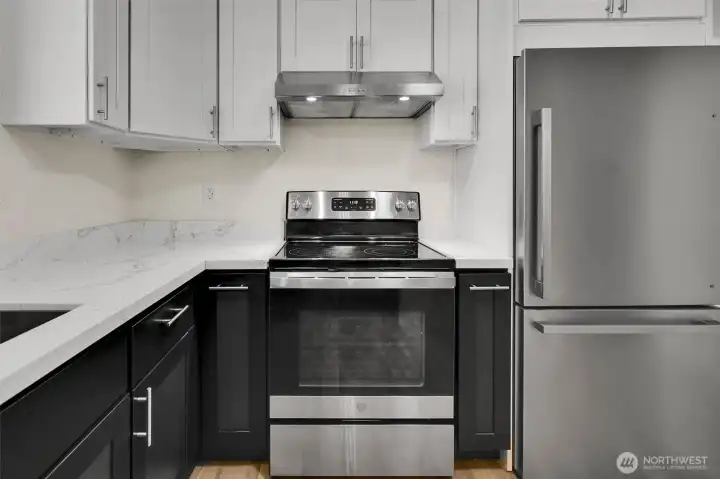 stove and fridge