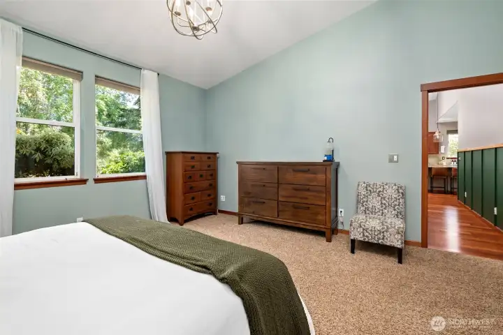 Primary bedroom door opens to the living room. Primary bedroom door opens to the living room.