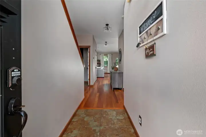 Tile floors welcome you in from the front door. Tile floors welcome you in from the front door.