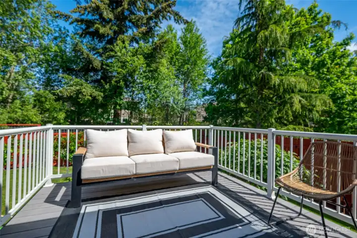 View of back deck from dining room. View of back deck from dining room.
