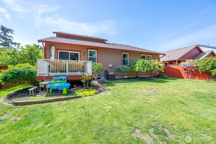 Backyard with deck. Backyard with deck.