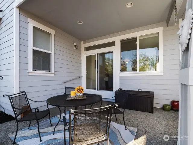 Enjoy outdoor time not matter what the weather is on this covered patio.