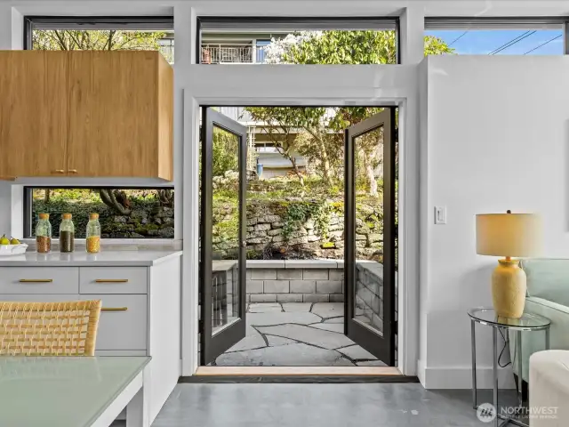 Double door open to patio
