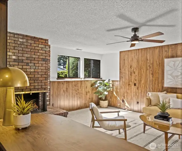Vintage details with new carpeting and paint