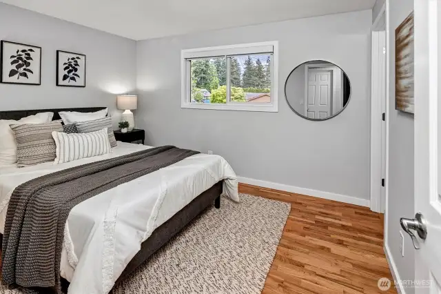 Primary suite with attached bath.