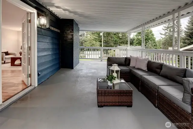 Covered deck for year round entertaining.
