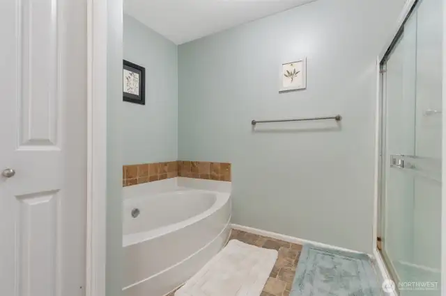 Master bath with soaking jetted tub
