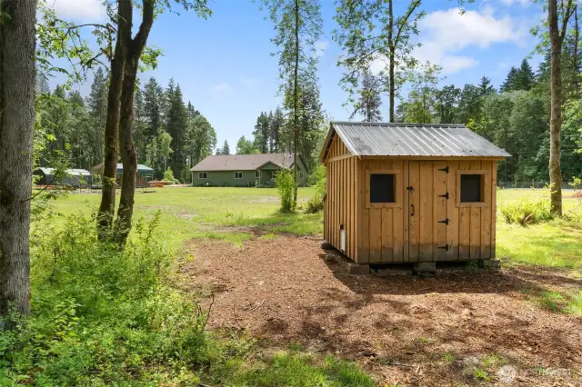 Chicken coop made from wood harvested from the property