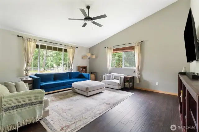 Vaulted ceilings & engineered bamboo floors throughout