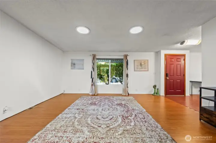 Family room next to front door entrance