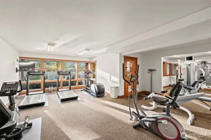 There is a fantastic gym and fitness room downstairs at the clubhouse.