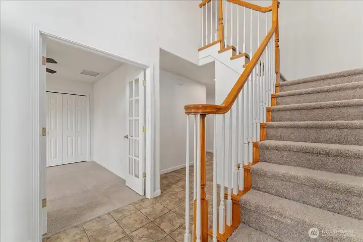 Entry with drop zone & stairs to upper level