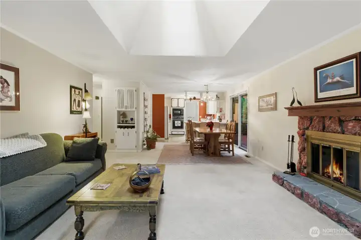 Living room is open to spacious dining room and kitchen.