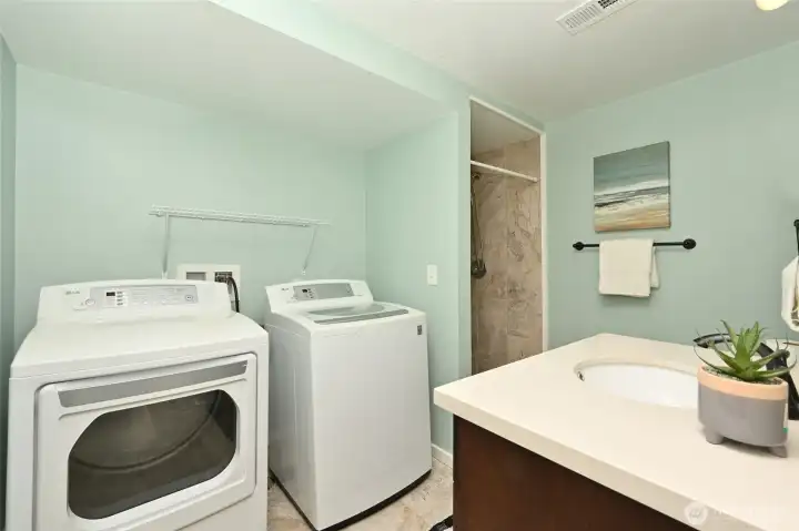 3/4 bath and laundry on lower level. Shower is to the right 3/4 bath and laundry on lower level. Shower is to the right