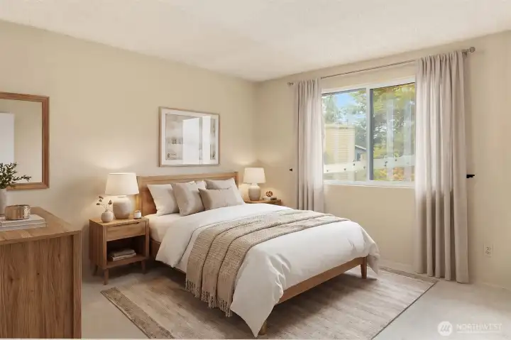 Primary Bedroom with adjoining full bath-Virtually Staged