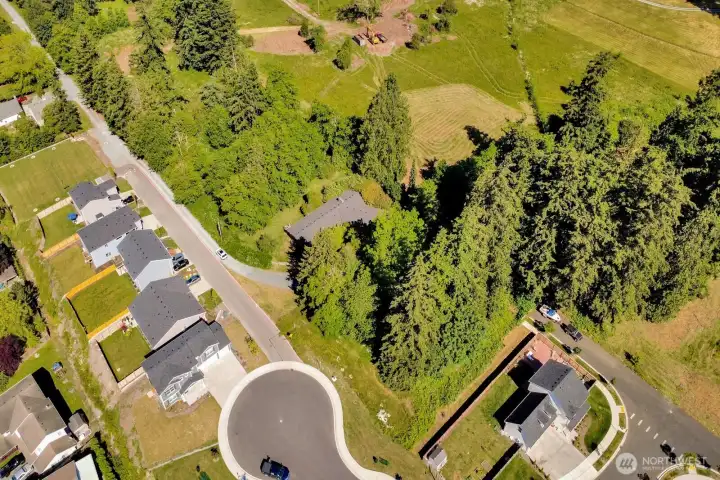 Aerial view of the property.